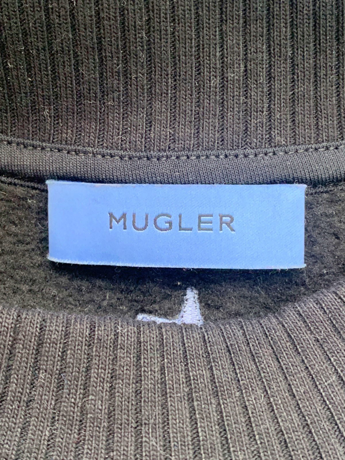 Mugler Black Crop Sweatshirt Size UK 10