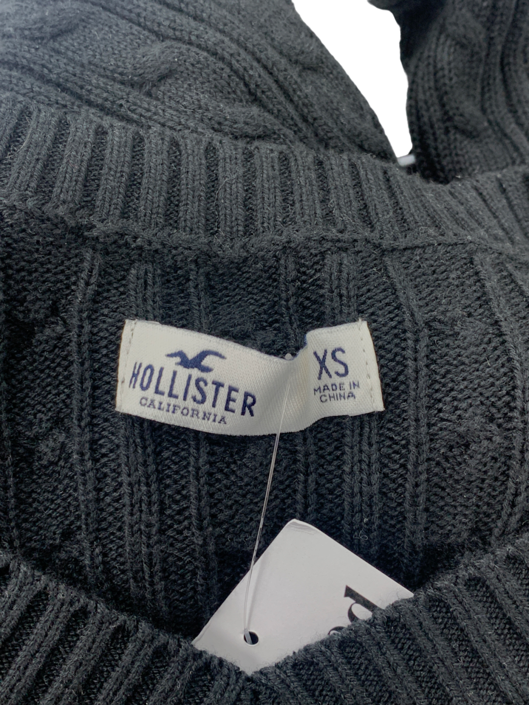 Hollister Blue Cable Knit Icon V-neck Sweater UK XS