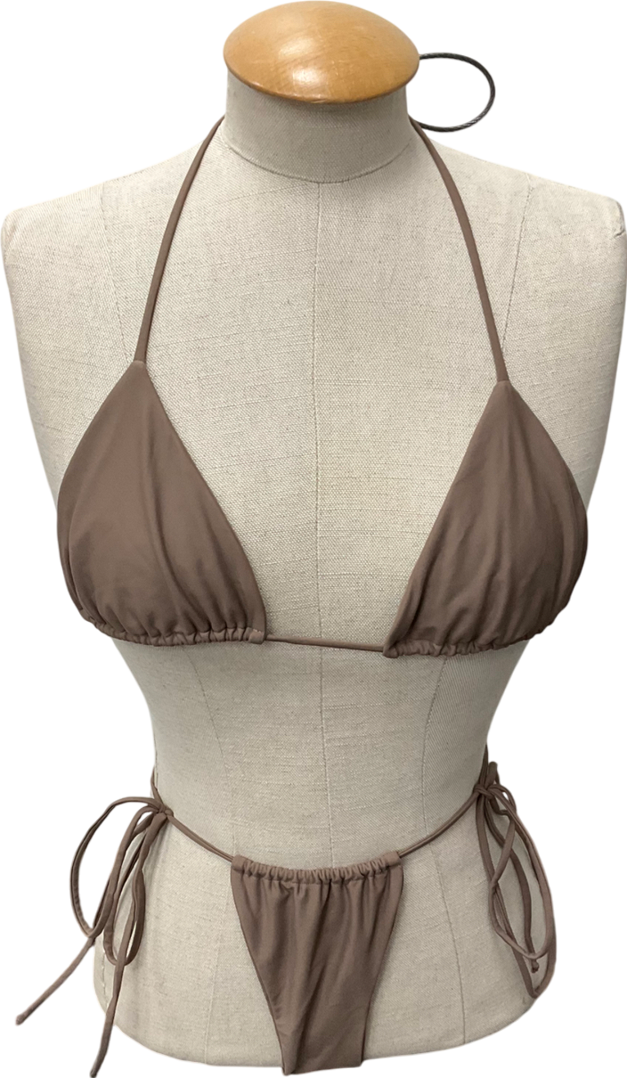 Gen- Re Brown Brow Tie Up Bikini Set UK XS