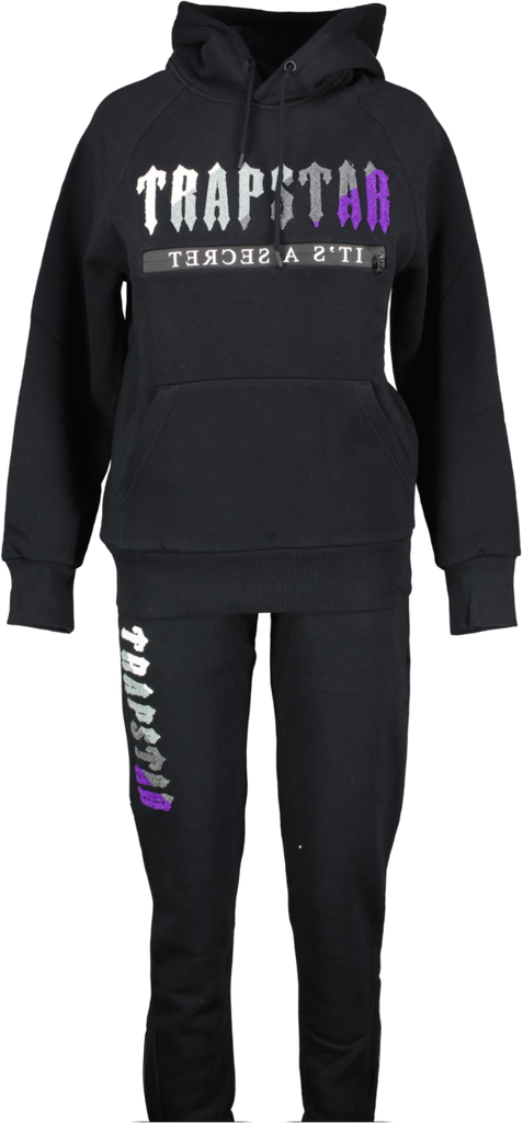 Trapstar Black Purple Chenille Decoded Logo Tracksuit UK XS