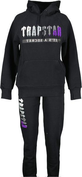 Black Trapstar Kids Tracksuit Trapstar Black Purple Chenille