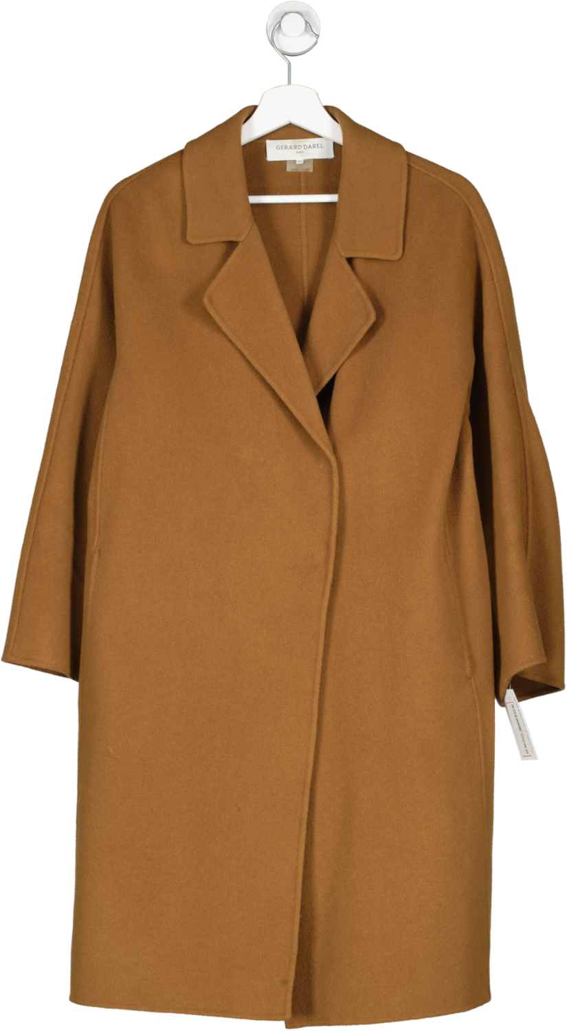 Gerard Darel Brown Virgin Wool Mid Length Coat UK 8