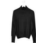 Karen Millen Black Plus Size Viscose Blend Roll Neck Knit Jumper With Gold Buttons UK XL