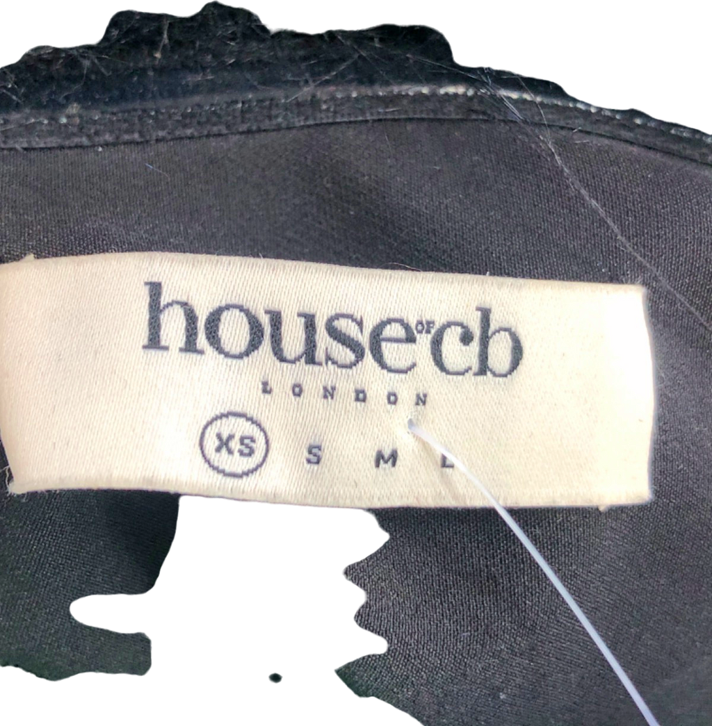 house of cb Keilani Long Sleeve Minidress with Faux Fur Trim UK XS