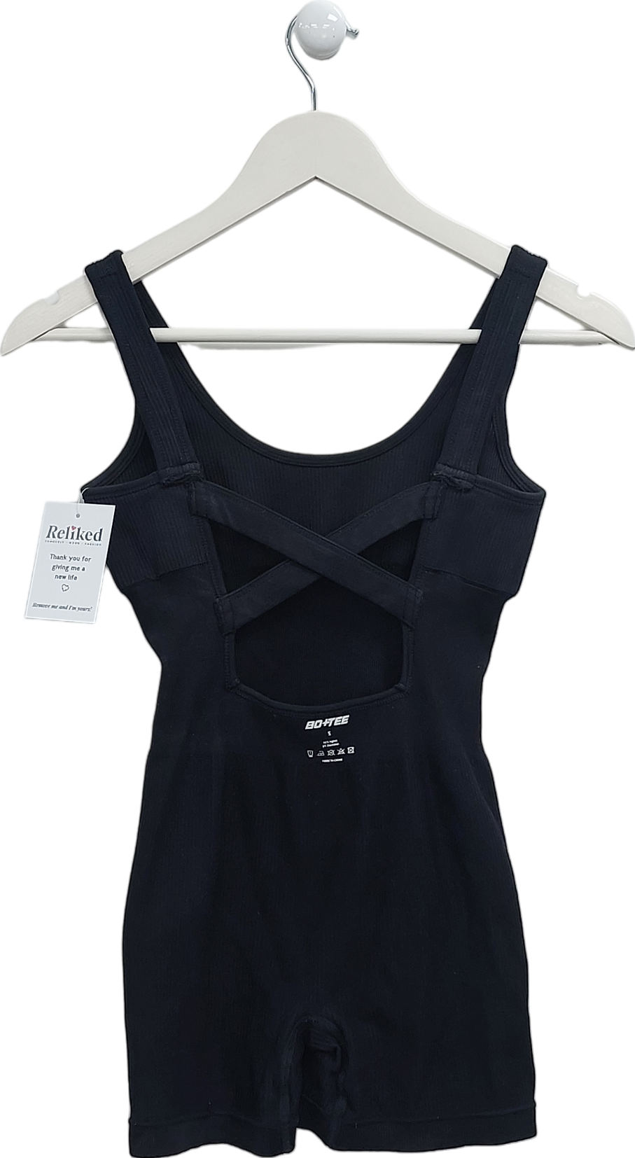 bo+tee Black Wide Strap Unitard UK S