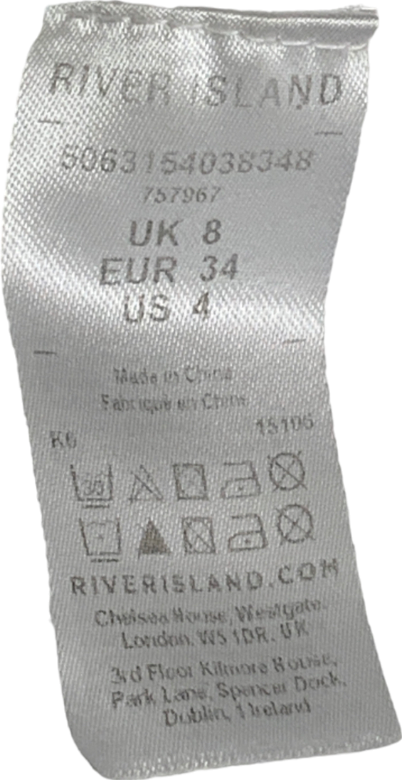 River Island White Heart Button Crop Top UK 8