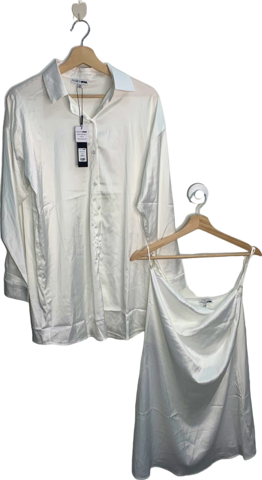 Fashion Nova White Stella Mini Dress Set XS