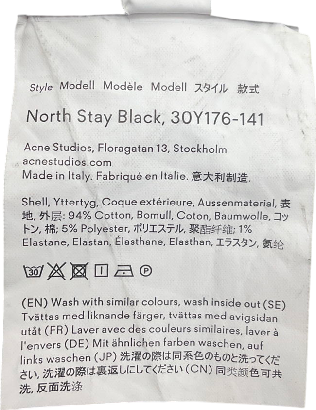 Acne Studios Black Stockholm Floragatan 13 Skinny Jean W32