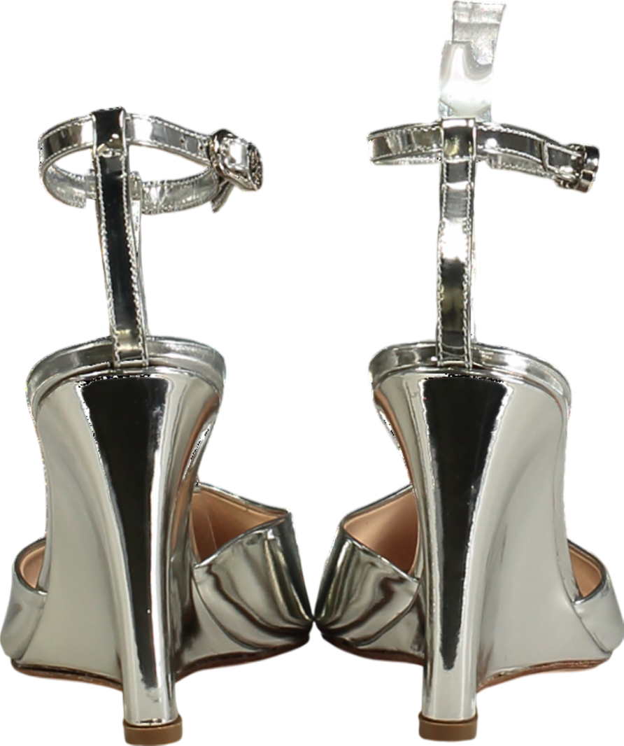 ingiliz Metallic Mona 03 Silver Mirror Leather Sandals UK 6 EU 39 👠