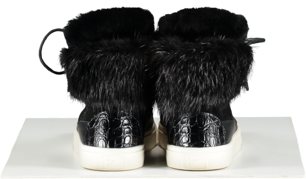 Giuseppe Zanotti Black Leather Suede And Calfhair London High-top Sneakers UK 4 EU 37 👠