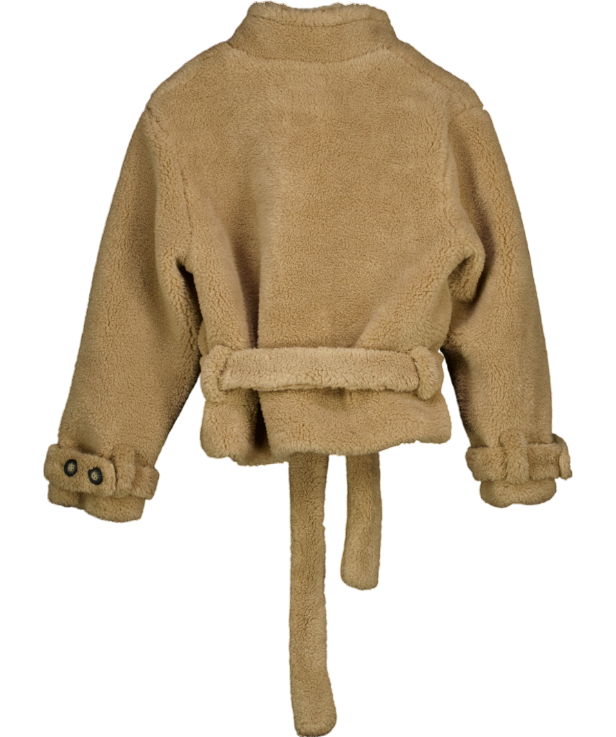 ASOS Beige Petite Borg Cropped Trench Coat In Oatmeal UK S