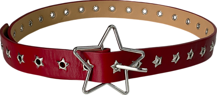 Red Simple Star & Eye Motif Belt UK S/M