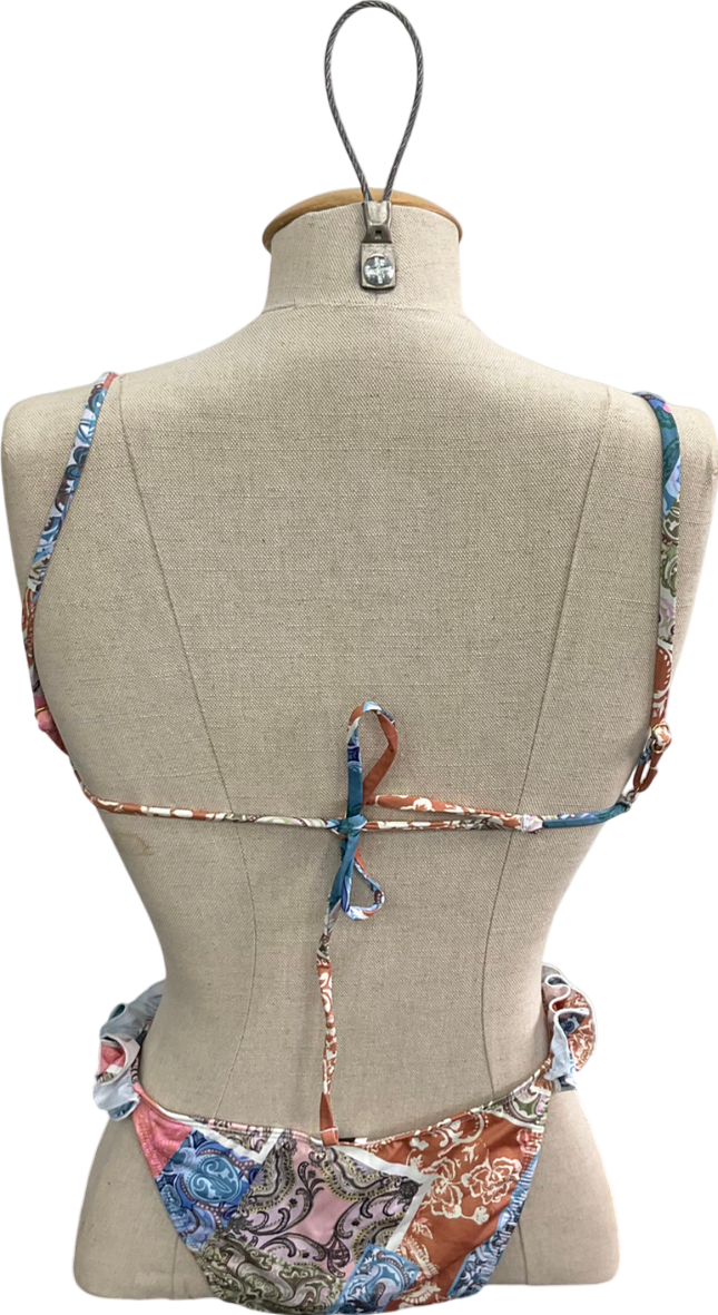 PrettyLittleThing Blue Frill Edge Triangle Bikini UK 8