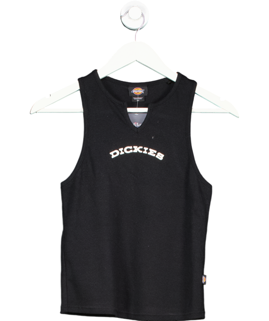 Dickies Black Logo V Neck Tank Top UK S