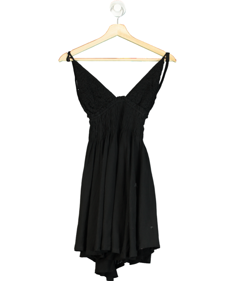 Free People Black Cotton Mini Dress UK L