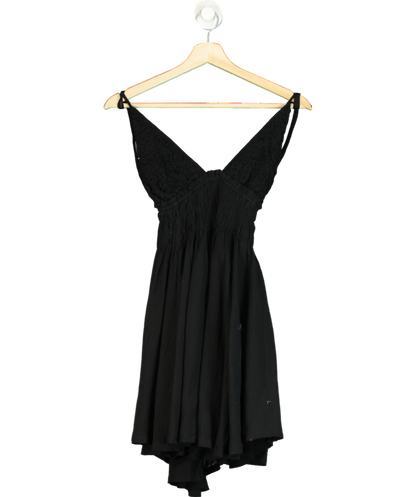 Free People Black Cotton Mini Dress UK L