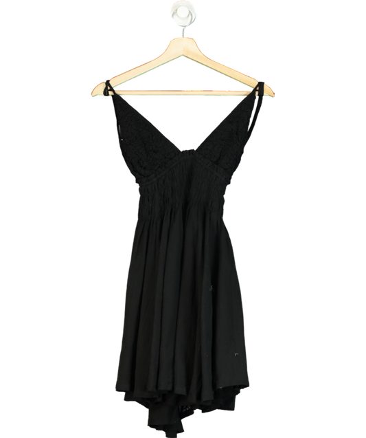 Free People Black Cotton Mini Dress UK L