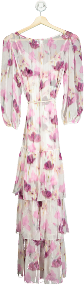 Christy Lynn Multi-Coloured Floral Silk Maxi Dress UK XS