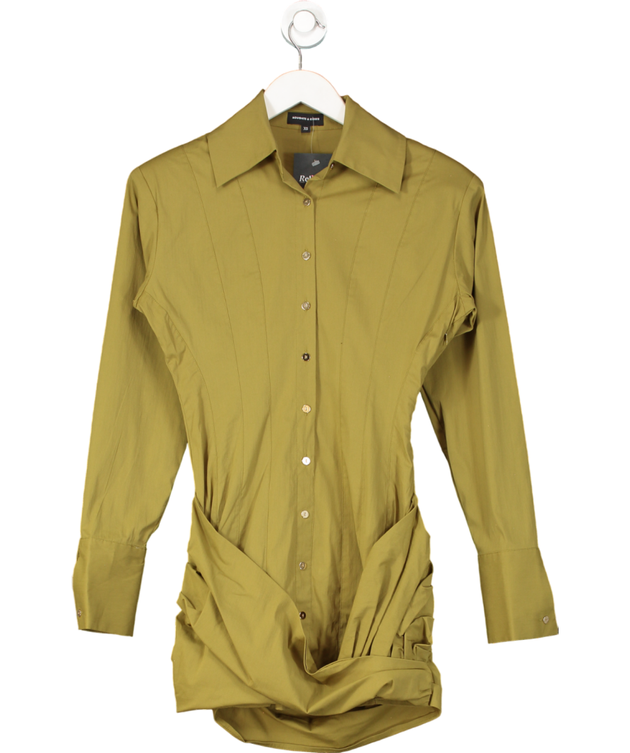 Noughts & Kisses Amara Green Wrap Shirt Dress UK XS