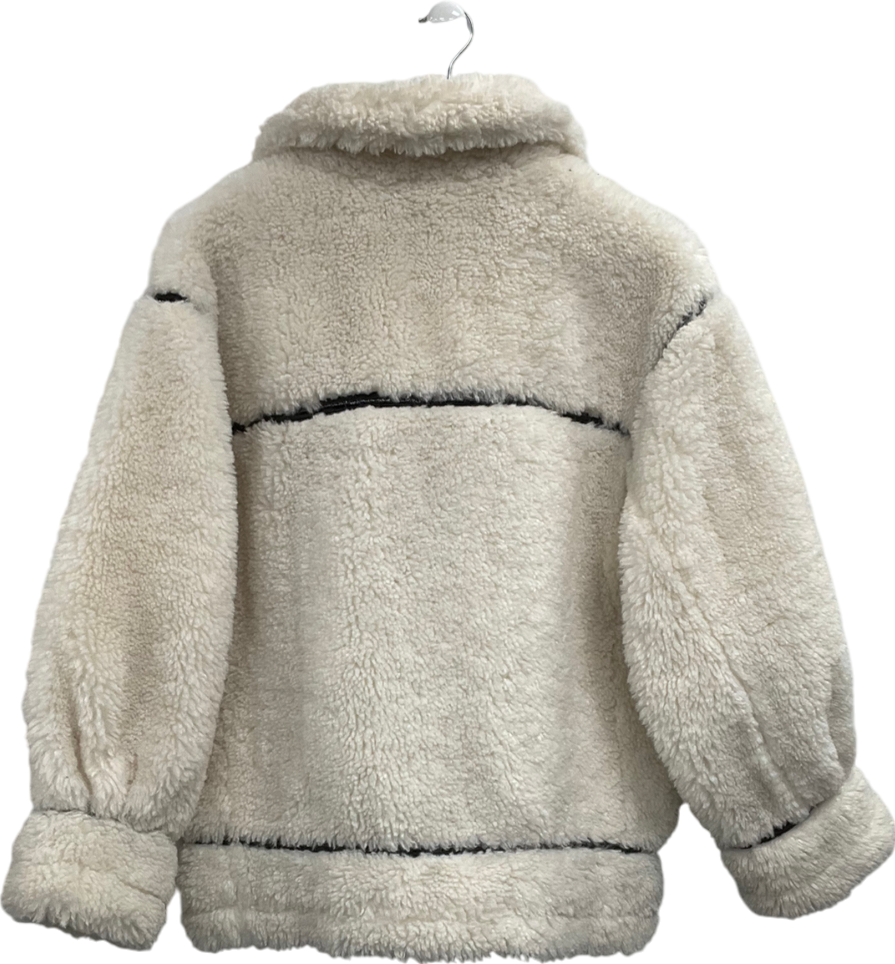 ASOS Cream Oversized Sherpa Jacket With Contrast Taping UK S