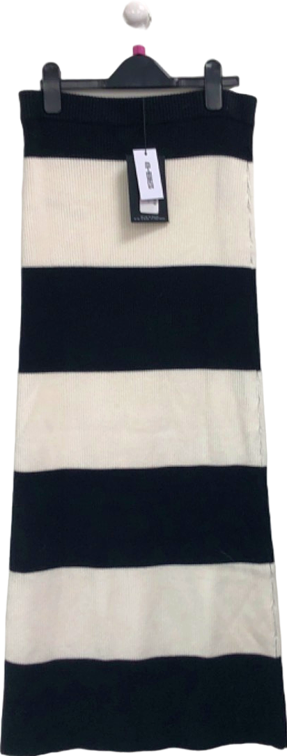 4th + Reckless Black and White Striped Knitted Skirt UK 8