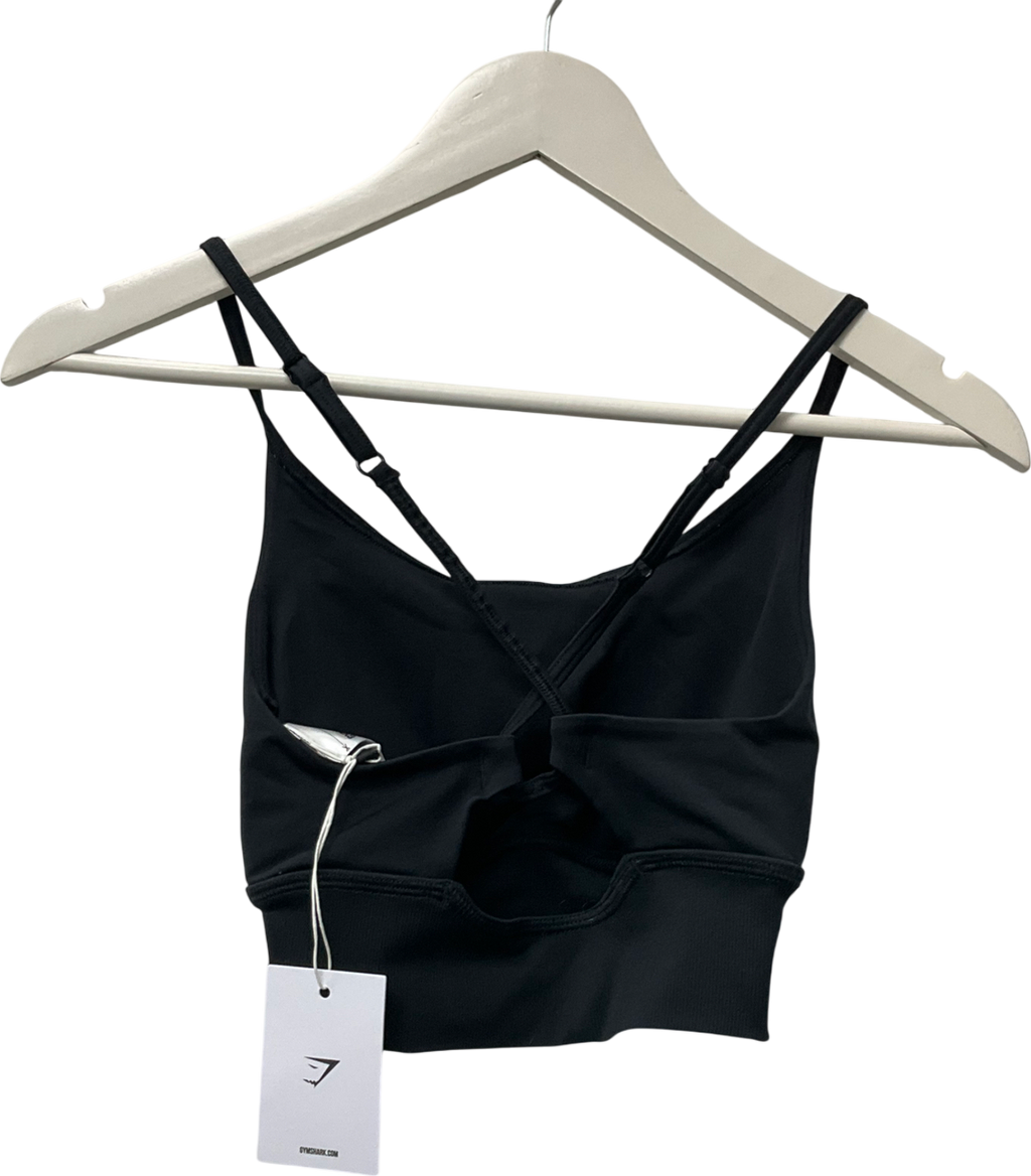 gymshark Black Sweat Seamless Longline Sports Bra UK XS