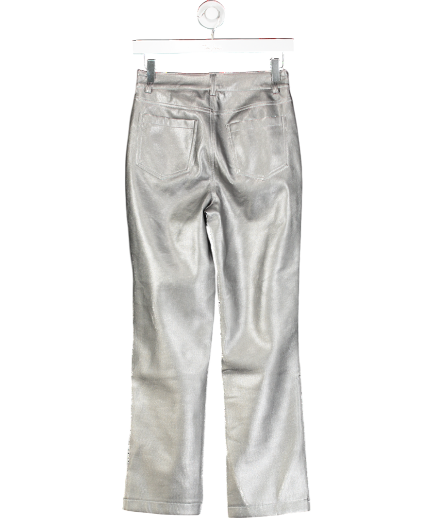 Never Fully Dressed Metallic Gunmental Vegan Leather Trousers UK 6