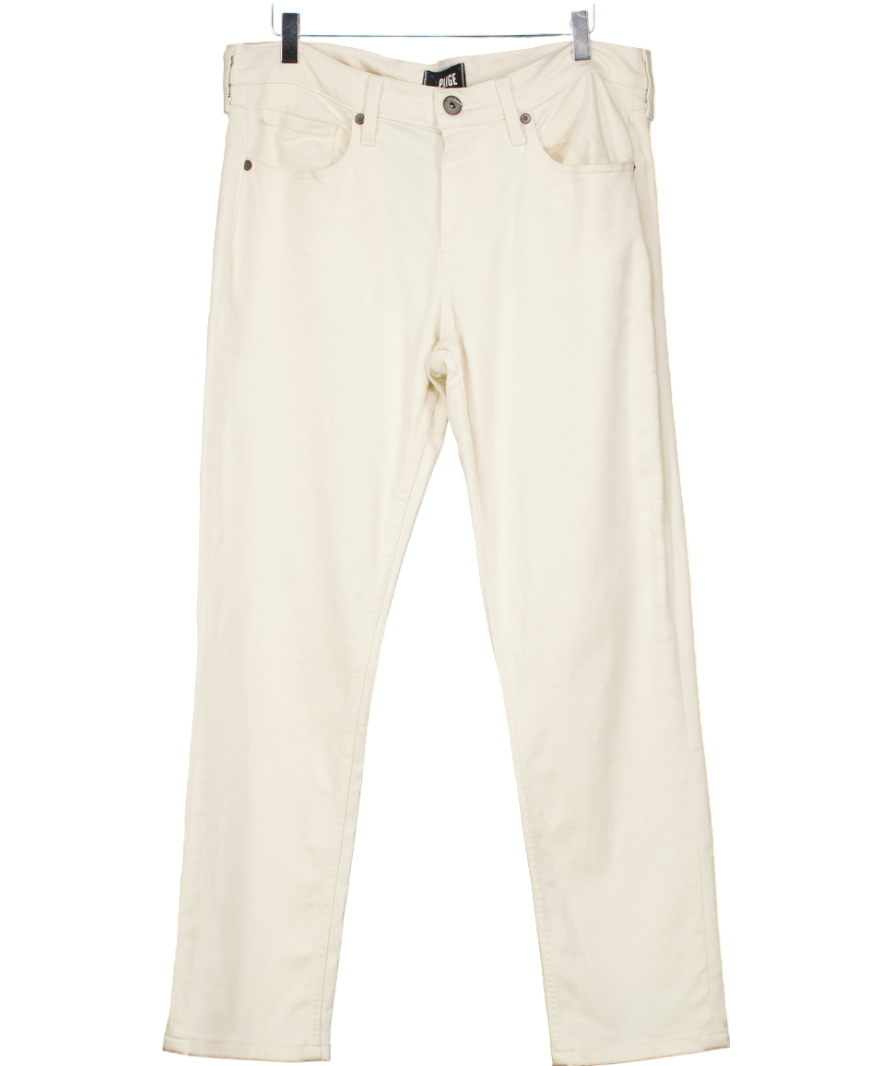 PAIGE Cream Lennox Slim-fit Stretch-denim Jeans W33