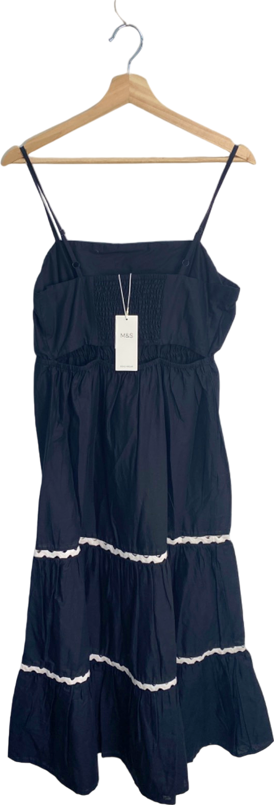 M&S Black Beach Dress with White Lace Trim UK 12 Regular