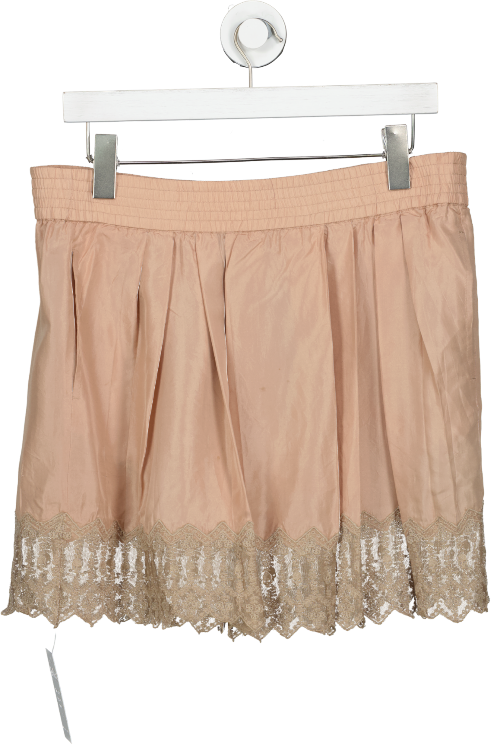 The Kooples Brown Silk Lace Hem Skirt UK 10