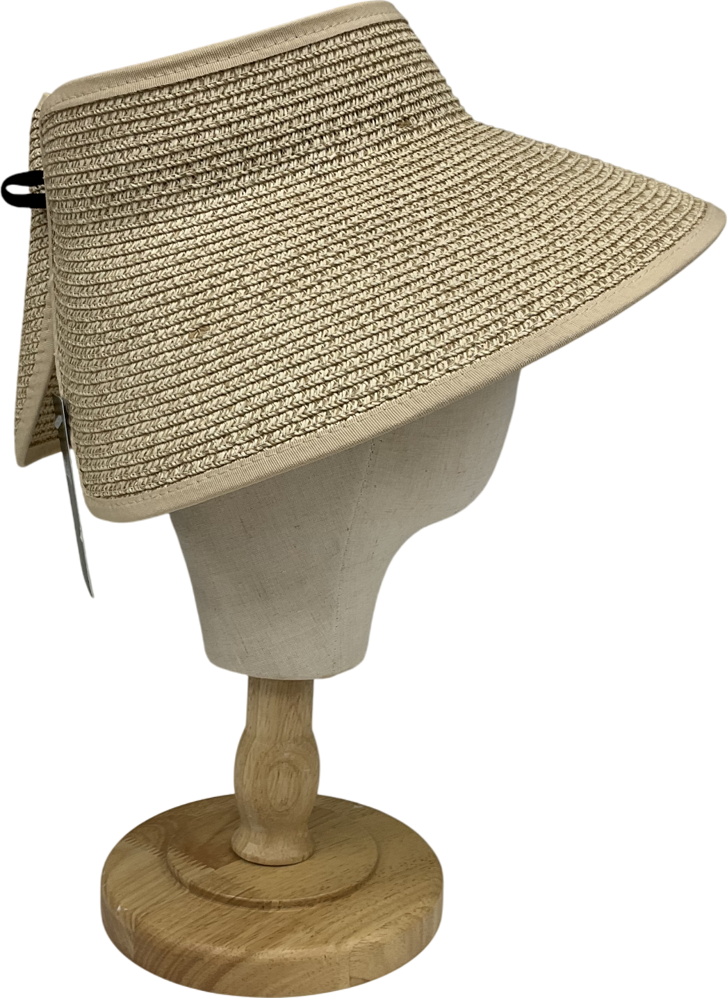 Beige Sun Visor Hats For Women Wide Brim Straw Roll-up Ponytail Summer Beach Hat Uv Upf Packable Foldable Travel Summer One Size