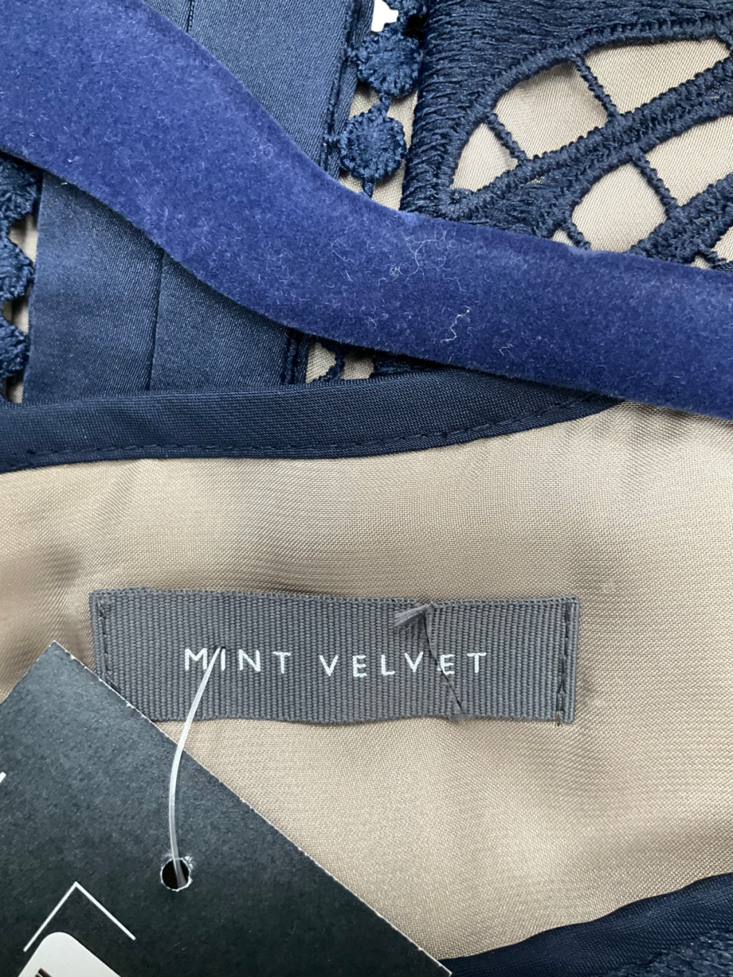 Mint Velvet Blue Puff Sleeved Lace Dress UK 12