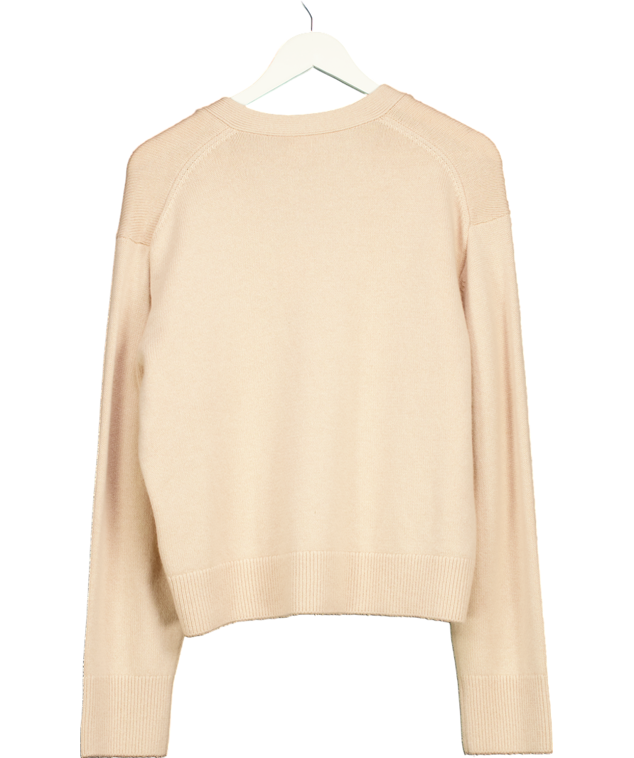 Lily Silk Beige Cropped Wool Cashmere Blend Cardigan UK XS
