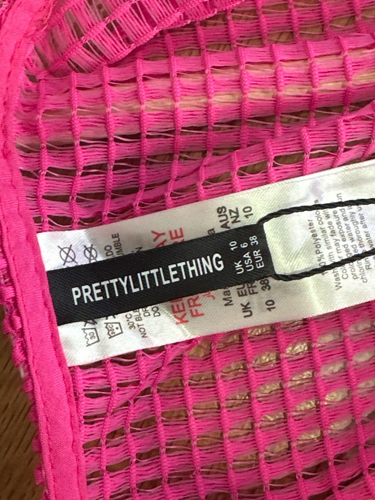 PrettyLittleThing Pink Net Drape Beach Skirt UK 10