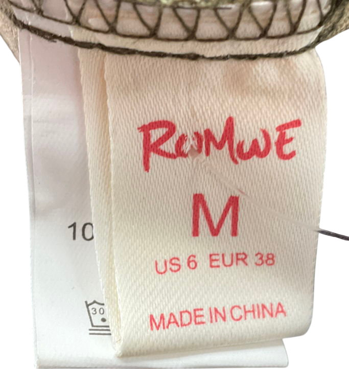 romwe Green Guys Camo Print Flap Pocket Drawstring Waist Cargo Trousers UK M