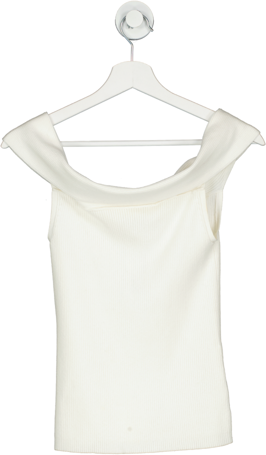 EVERLANE Cream The Ribbed Cotton Off-the-shoulder Top UK S