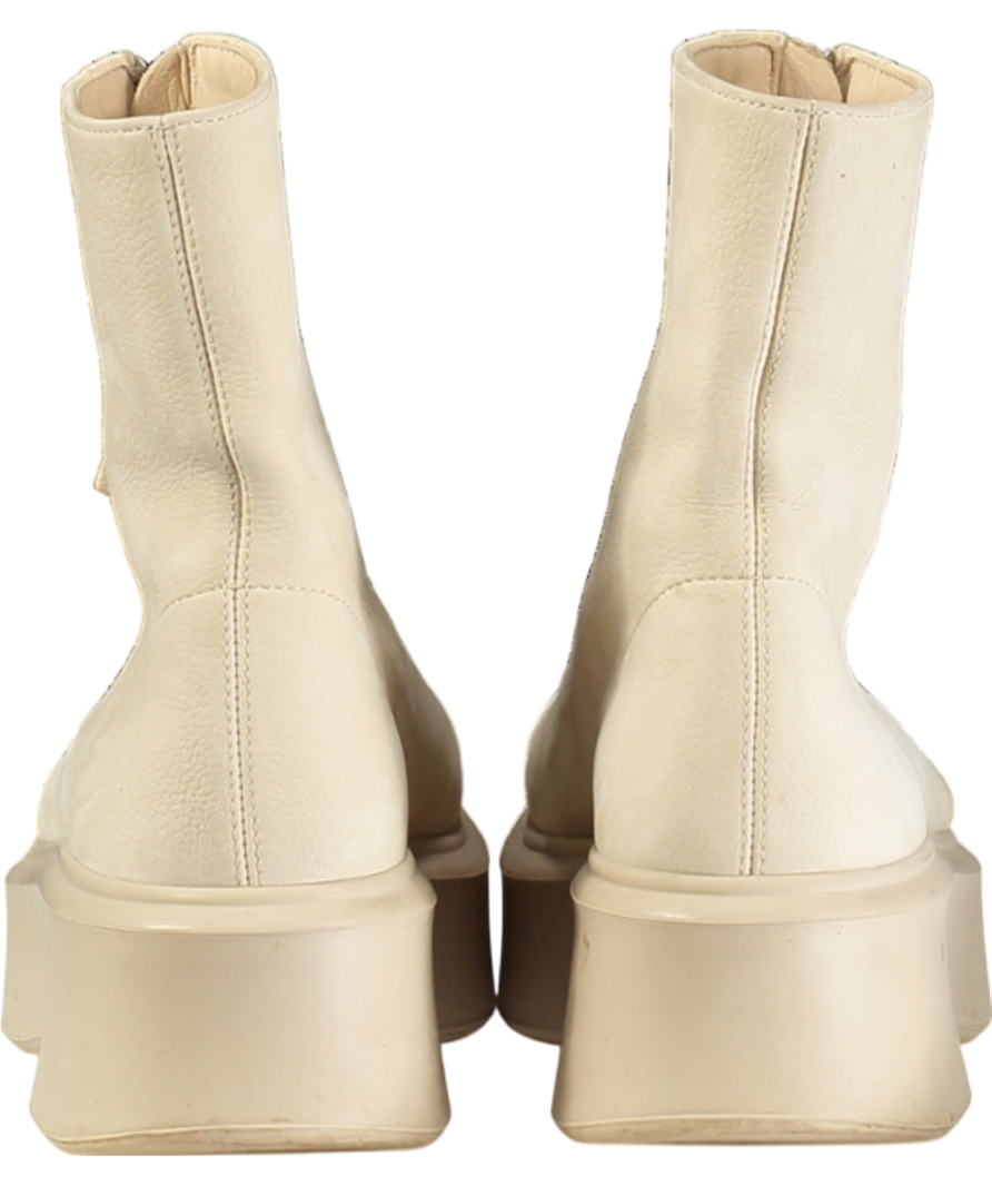 THE ROW Beige Zipped 1 Leather Ankle Boots UK 2 EU 35 👠