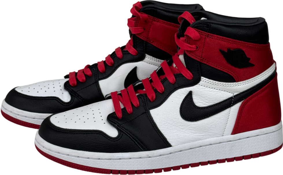 Nike White / Red / Black Jordan 1 Retro High Satin Black Toe Trainers UK 5 EU 38.5 👠