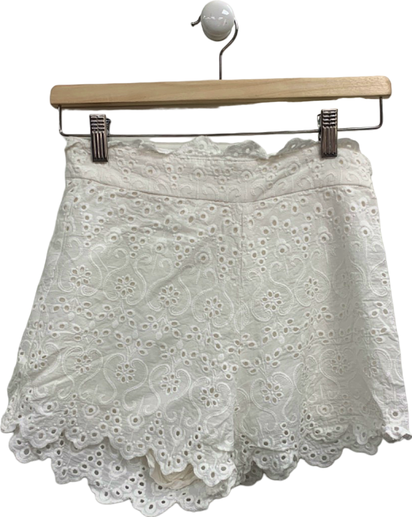 Jovonna White Lace Embroidered Shorts UK S