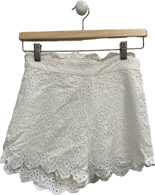 Jovonna White Lace Embroidered Shorts UK S