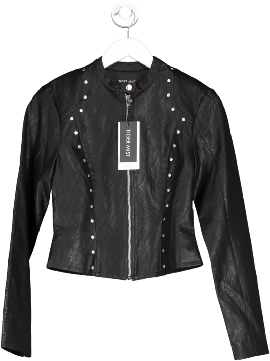 Tiger Mist Black Varga Faux Leather Jacket UK XS