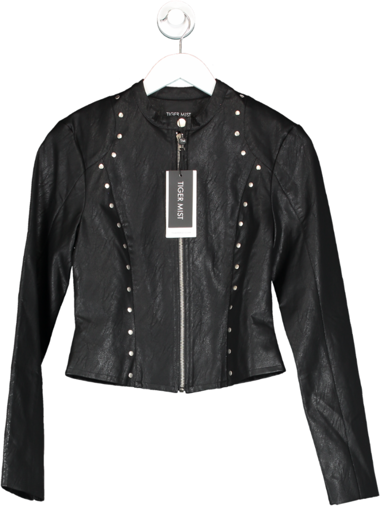 Tiger Mist Black Varga Faux Leather Jacket UK XS
