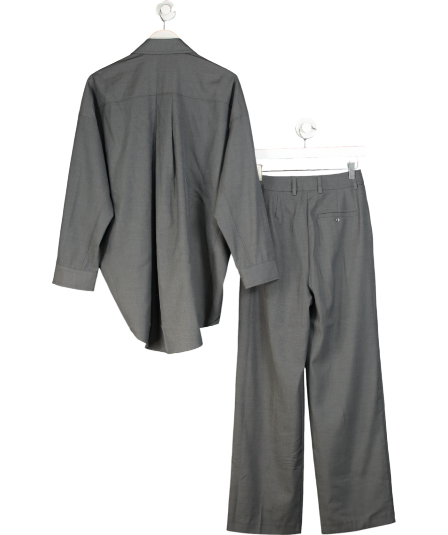 Topshop Grey Tailored Wide Leg Trousers And Shirt Set UK 10