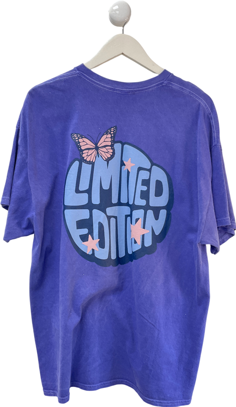 boohooMan Purple Loose Fit Limited Back Print Overdye T Shirt UK L