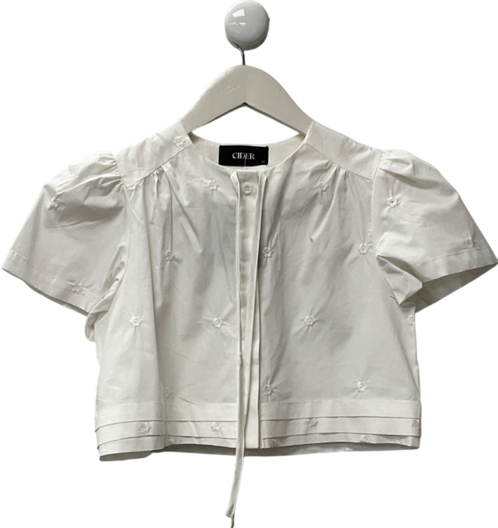 Cider White Tie Front Button Shirt UK XS