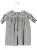Bonpoint Grey Embroidered Mesh Dress 4 Years