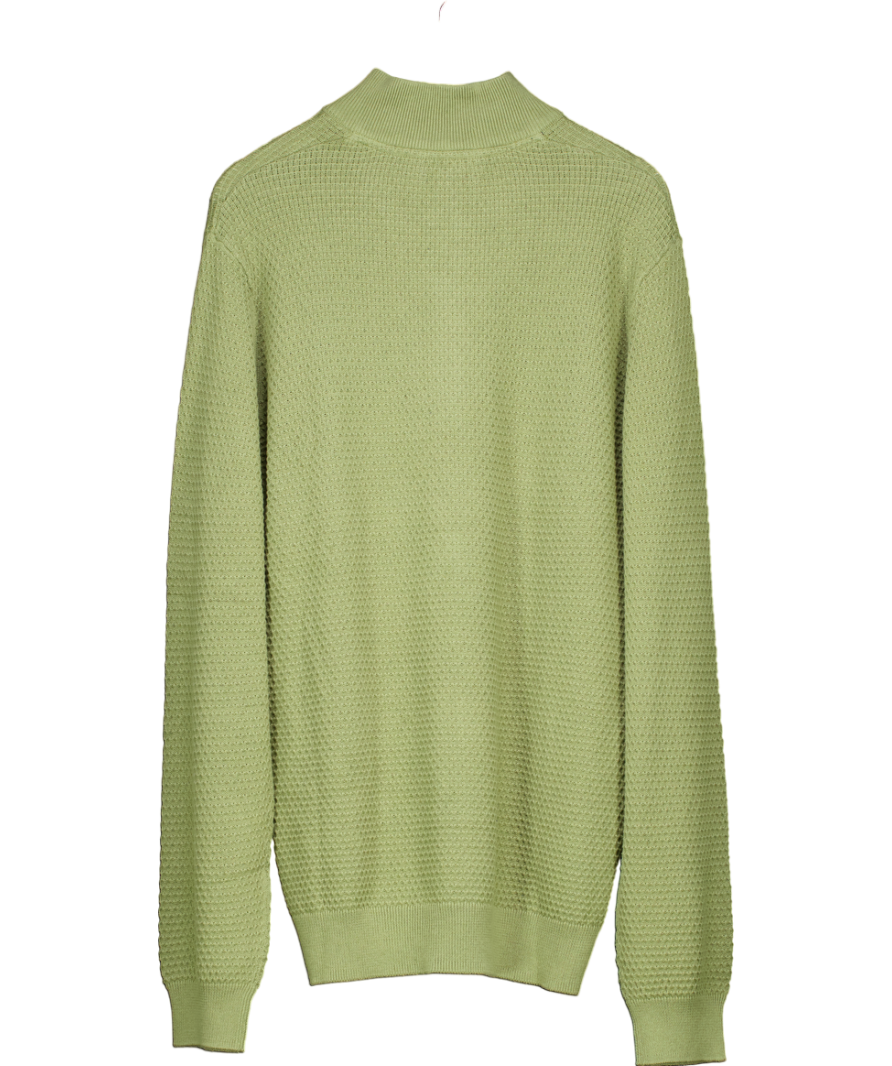 Crew Clothing Green Organic Cotton Half Zip Logo Jumper UK L