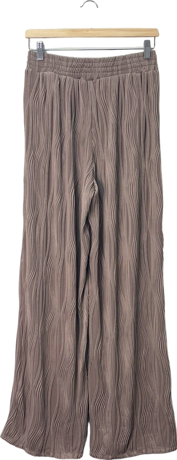 Michelle Keegan Beige Textured Wide Leg Trousers UK 12