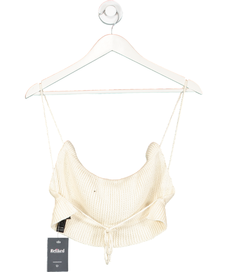 Trois Cream Knitted Tie Top UK S