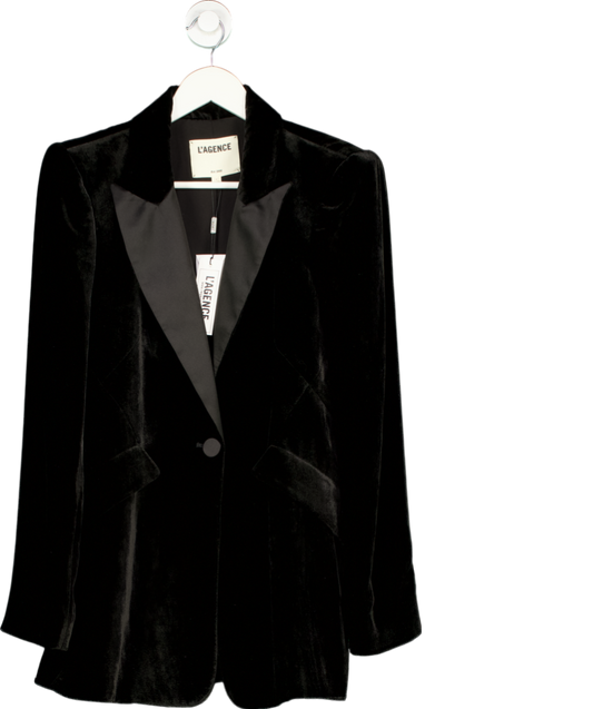 L'agence Black Velvet Sheila Tuxedo Blazer UK 6